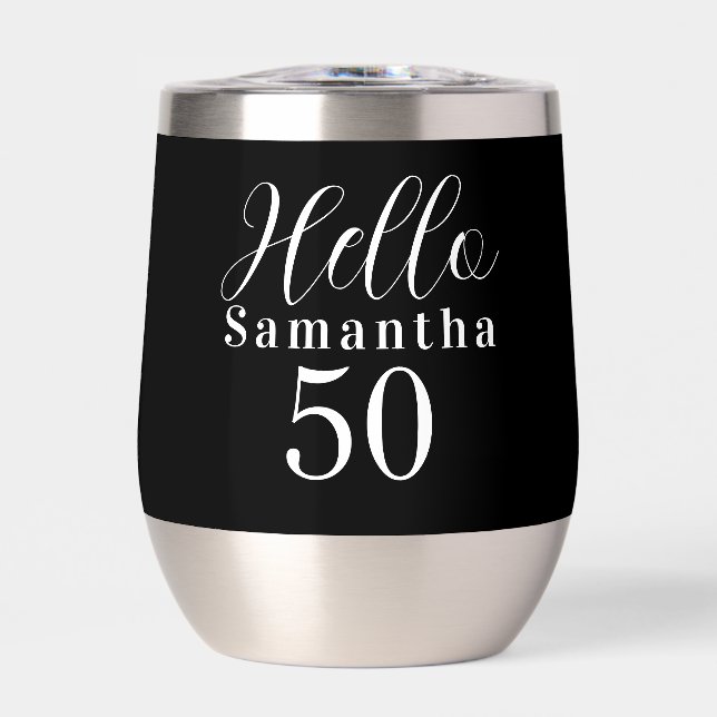 50th Birthday Hello 50 Black and White Party (Vorderseite)