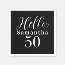 50th Birthday Hello 50 Black and White Party