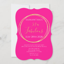 50th Birthday Hot Pink Gold Birthday Invitation