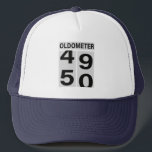 50th Birthday Oldometer Hat Truckerkappe<br><div class="desc">49 to 50 Oldometer. Fun Gift for those turning the big FIVE OH. Fifty! Happy Birthday!</div>