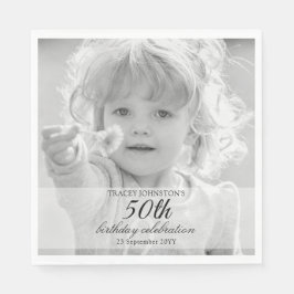 50th Birthday Party Black and White Serviette