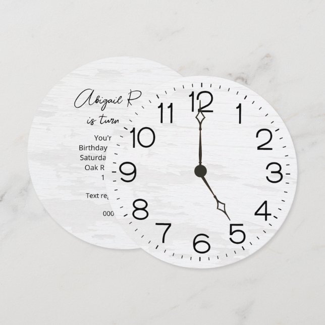 50th Birthday Party Clock On Whitewashed Wood (Vorne/Hinten)