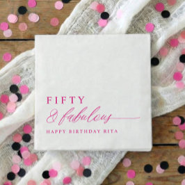 50th Birthday Party Pink Fifty & Fabulous Modern Serviette