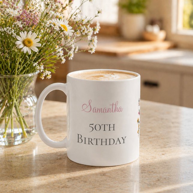 50th Birthday Party Wildflower  Kaffeetasse (Von Creator hochgeladen)