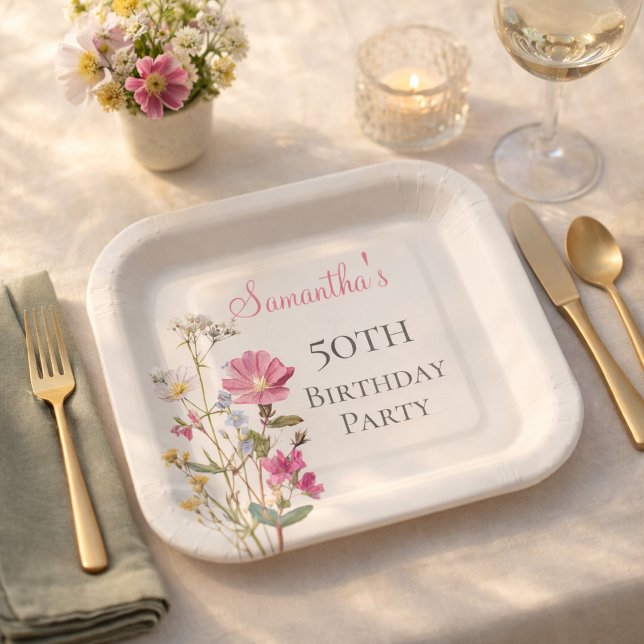 50th Birthday Party Wildflower  Pappteller (Von Creator hochgeladen)