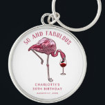 50th Birthday Pink Flamingo Novelty Swag Schlüsselanhänger<br><div class="desc">Cute personalized 50th birthday party flamingo gag keychain. Add your name and message by clicking on the "Personalize" button to create a unique party swag for your celebration. Makes a perfect keepsake for guests to remember this special milestone.</div>