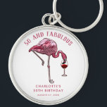 50th Birthday Pink Flamingo Novelty Swag Schlüsselanhänger<br><div class="desc">Cute personalized 50th birthday party flamingo gag keychain. Add your name and message by clicking on the "Personalize" button to create a unique party swag for your celebration. Makes a perfect keepsake for guests to remember this special milestone.</div>