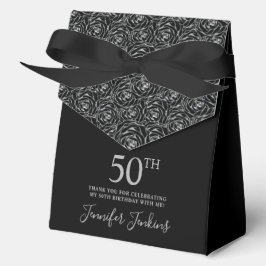 50th Birthday Silver Glitter Roses Thank You  Geschenkschachtel