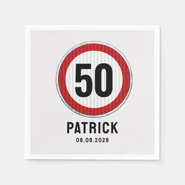 50th Birthday Speed Limit Sign Serviette (Vorderseite)