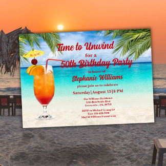 50th Birthday Summer Cocktail Beach Party Einladung