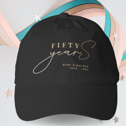 50th Gold Black Wedding Anniversary Gift Cap Truckerkappe