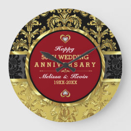 50th Gold Wedding Anniversary Große Wanduhr
