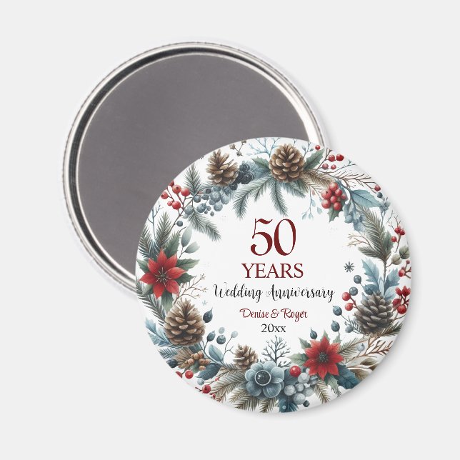 50th Gold Wedding Jubiläum Eleganter Winter Magnet (Vorderseite/Rückseite)