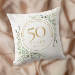 50th Golden Anniversary Chic Watercolour Greenery Kissen<br><div class="desc">Featuring delicate soft watercolour country garden greenery,  this chic botanical 50th wedding anniversary pillow can be personalised with your special anniversary information in elegant gold text. Designed by Thisisnotme©</div>