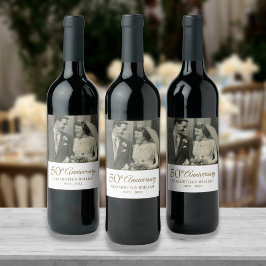 50th Golden Anniversary Wedding Photo Weinetikett