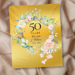 50th Golden Wedding Anniversary Floral Gold Foil Fleecedecke<br><div class="desc">Featuring a delicate watercolor floral garland on a gold foil background,  this chic botanical 50th wedding anniversary keepsake fleece blanket can be personalized with your special anniversary information in elegant typography. Designed by Thisisnotme©</div>