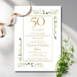 50th Golden Wedding Anniversary Memories Greenery Einladung<br><div class="desc">Featuring delicate watercolor country garden greenery,  this chic anniversary invitation can be personalized with your special 50 years anniversary memories and celebration information,  with a golden background on the reverse. Designed by Thisisnotme©</div>