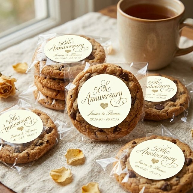50th Golden Wedding Anniversary Runder Aufkleber (Von Creator hochgeladen)