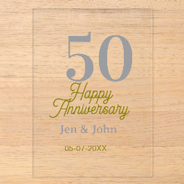 50th happy anniversary name date silver gold date  acryleinladungen