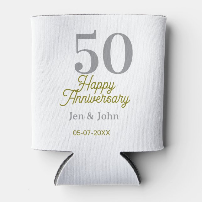 50th happy anniversary name date silver gold date  dosenkühler (Vorderseite)