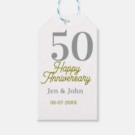 50th happy anniversary name date silver gold date  geschenkanhänger