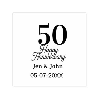 50th happy anniversary name date silver gold date  permastempel