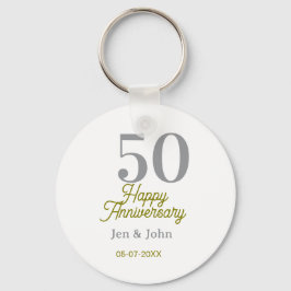50th happy anniversary name date silver gold date  schlüsselanhänger