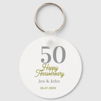 50th happy anniversary name date silver gold date  schlüsselanhänger