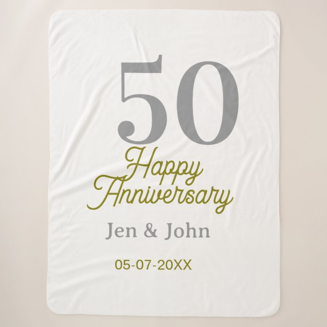 50th happy anniversary name date silver gold date  sherpadecke (Vorderseite)