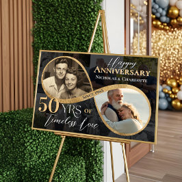 50th Happy Anniversary Then & Now Gold Infinity Poster