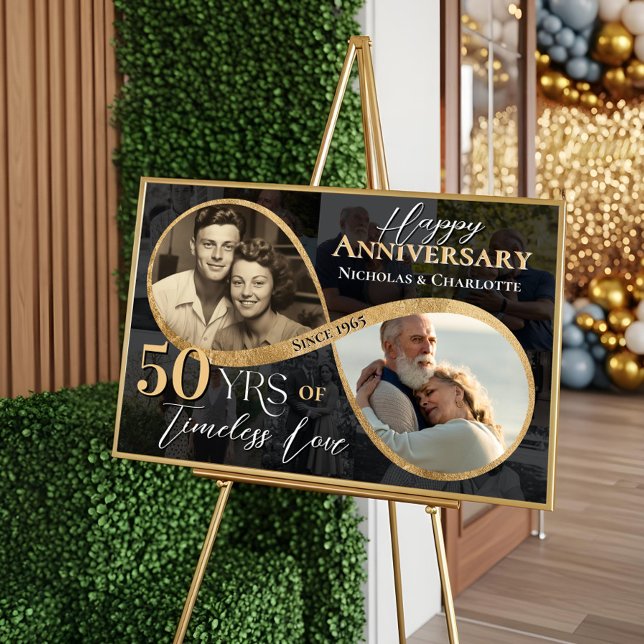 50th Happy Anniversary Then & Now Gold Infinity Poster (50th Happy Anniversary Then & Now Gold Infinity Poster)