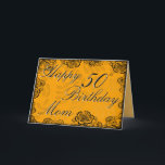 50th Happy Birthday Card - Orange Floral Karte<br><div class="desc">©2011 Pam's Designs Contains designs Copyright © Lil Ellaboudy Design, Stockberry Studio © MYGRAFICO.COM. Customize this card's background colors and fonts and personalize with your information. Although this card was created with the intention of being for a mother from her daughter or son, it can easily be personalized to meet...</div>