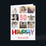 50th Happy Birthday Foto Collage Modern Pink Karte<br><div class="desc">50th Happy Birthday Foto Collage Moderne rosa Karte mit personalisiertem Namen. Für weitere Anpassungen klicken Sie bitte auf die Schaltfläche "Anpassen" und verwenden Sie unser Designwerkzeug,  um diese Vorlage zu ändern.</div>
