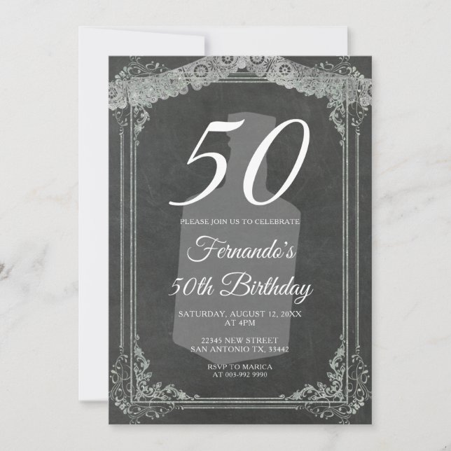 50TH Mexican birthday Tequila Party Chalkboard Einladung (Vorderseite)