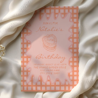 50th Peach Hand gezeichnet Wavy Frame Geburtstag Einladung