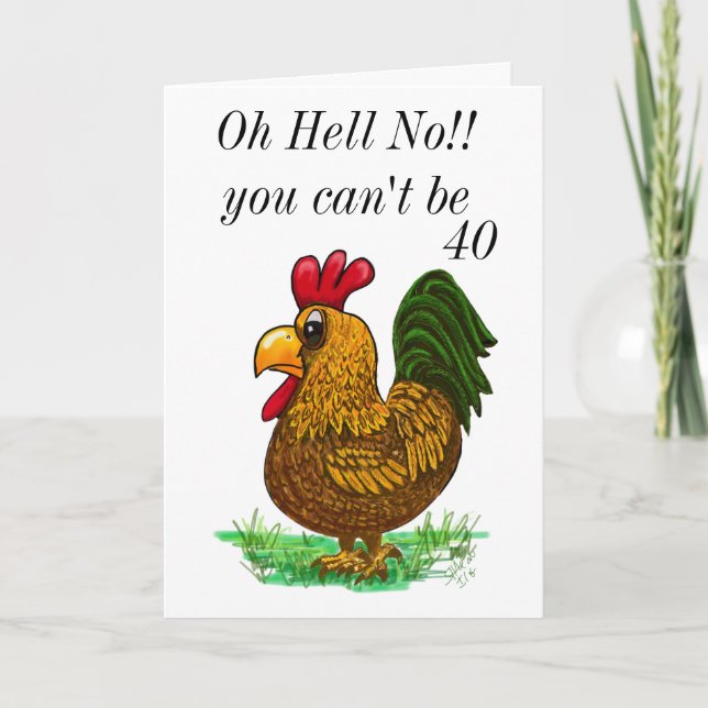 50th Rooster Birthday card, Oh Hell No Dankeskarte (Vorderseite)