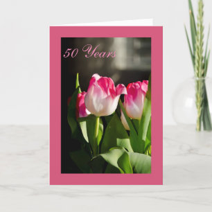 50th Wedding Anniversary Card Pink Tulips Karte