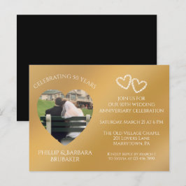 50th Wedding Anniversary Custom Foto Gold & Black Einladungspostkarte