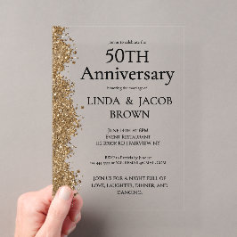 50th Wedding Anniversary Gold Faux Glitter  Acryleinladungen