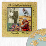50th Wedding Anniversary Gold Personalized Foto<br><div class="desc">Ein einziges Foto von Create Your Own Puzzle for a 50th Wedding Anniversary Gift. This elegant, modern design is gold and black with a glitter and textured effect. The foto template is set up ready for you to add 4 of your favorite fotos from the last 50 years. Your fotos...</div>