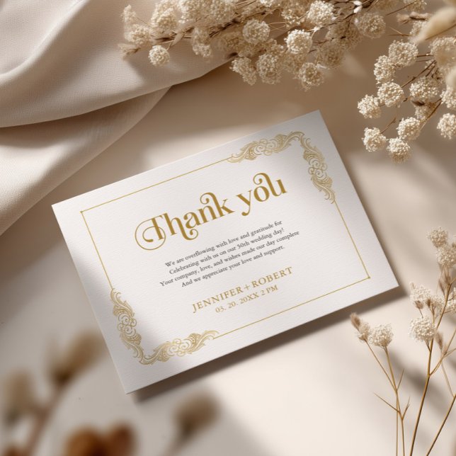 50th Wedding Anniversary Gold Typography Dankeskarte (Von Creator hochgeladen)
