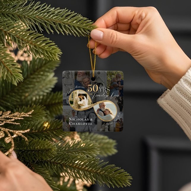 50th Wedding Anniversary Infinity Photo Collage Keramikornament (50th Wedding Anniversary Infinity Photo Collage Ceramic Ornament (Front))