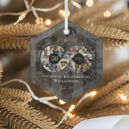 50th Wedding Anniversary Infinity Photo Collage Ornament Aus Glas