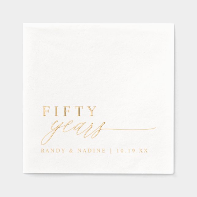50th Wedding Anniversary Napkins Elegant Gold (Recto)