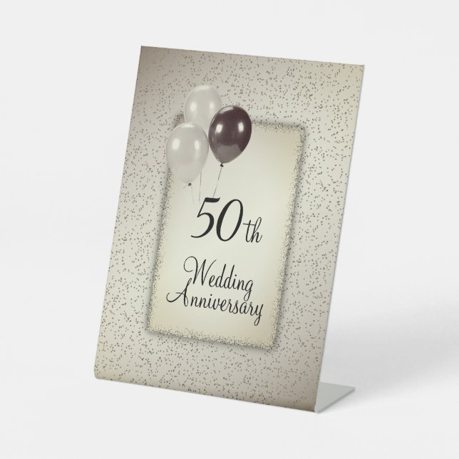 50th Wedding Anniversary Pedestal Sign Sockelschild (Vorderseite)