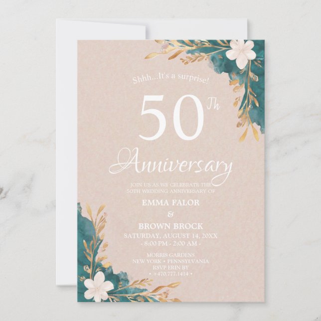 50th Wedding Anniversary Surprise Invitation (Devant)