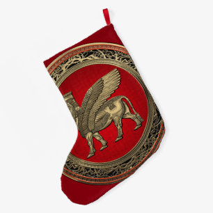 [510] Assyrian Winged Bull - Gold Lamassu Großer Weihnachtsstrumpf
