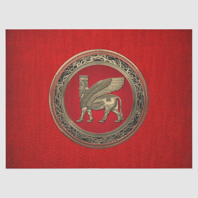 [510] Assyrian Winged Bull - Gold Lamassu Seidenpapier (Vorderseite)