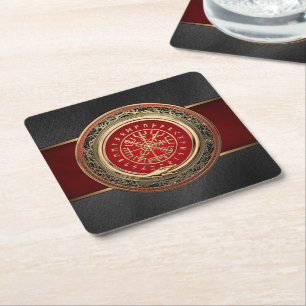 [510] Vegvisir - Viking Gold Magic Runic Compass Rechteckiger Pappuntersetzer