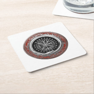 [510] Vegvisir - Viking Silver Magic Runic Compass Rechteckiger Pappuntersetzer